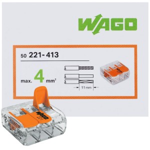 WAGO 221-413 SZYBKOZŁĄCZKA CAGE CLAMP 3x0,14-4mm2 50 szt.