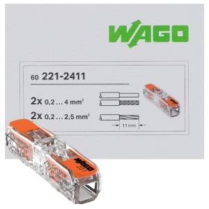 WAGO 221-2411 SZYBKOZŁĄCZKA CAGE CLAMP PRZELOTOWA 1x0,2-4mm2 60 szt.