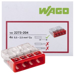 WAGO 2273-204 SZYBKOZŁĄCZKA PUSH WIRE 4x0,5-2,5mm2 100 szt.
