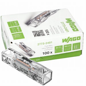 100x WAGO 2773-2401 Szybkozłączka złączka na DRUT PRZELOTOWA 2x0,75-4mm2