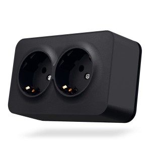 VIDEX VF-BNS22G-BG Gniazdo natynkowe podwójne Schuko BINERA IP20 250V 16A czarne grafit