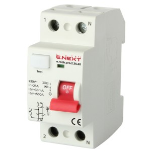E.NEXT p003004 Wyłącznik różnicowoprądowy PRO 2P 25A 30mA 6kA TYP AC