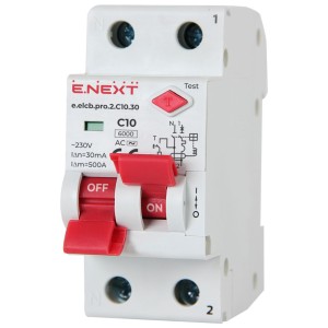 E.NEXT p0620001 Wyłącznik różnicowoprądowy z członem PRO 2P C 10A 30mA 6kA TYP AC