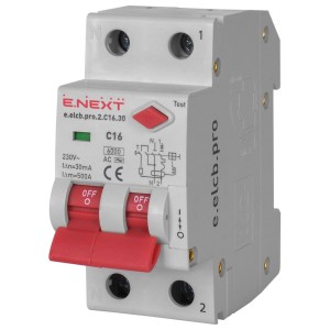 E.NEXT p0620002 Wyłącznik różnicowoprądowy z członem PRO 2P C 16A 30mA 6kA TYP AC