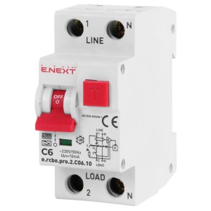 E.NEXT p0720001 Wyłącznik różnicowoprądowy z członem PRO 2P C 6A 10mA 6kA TYP A
