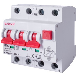 E.NEXT p0720029 Wyłącznik różnicowoprądowy z członem PRO 4P B 16A 30mA 6kA TYP A