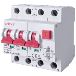 E.NEXT p0720030 Wyłącznik różnicowoprądowy z członem PRO 4P B 25A 30mA 6kA TYP A