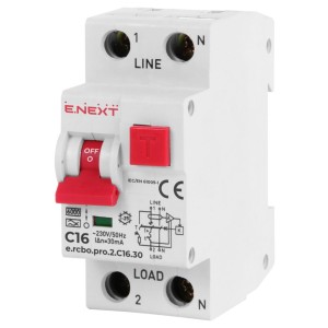 E.NEXT p0720009 Wyłącznik różnicowoprądowy z członem PRO 2P C 16A 30mA 6kA TYP A